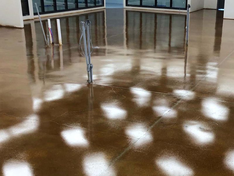 amber colored commercial polished concrete floor